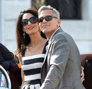 George Clooney Amal Alamuddin - wedding Venice - black and white dress - September 2014.jpg
